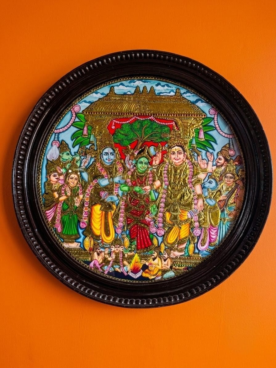 Shiva Parvati Wedding Tanjore