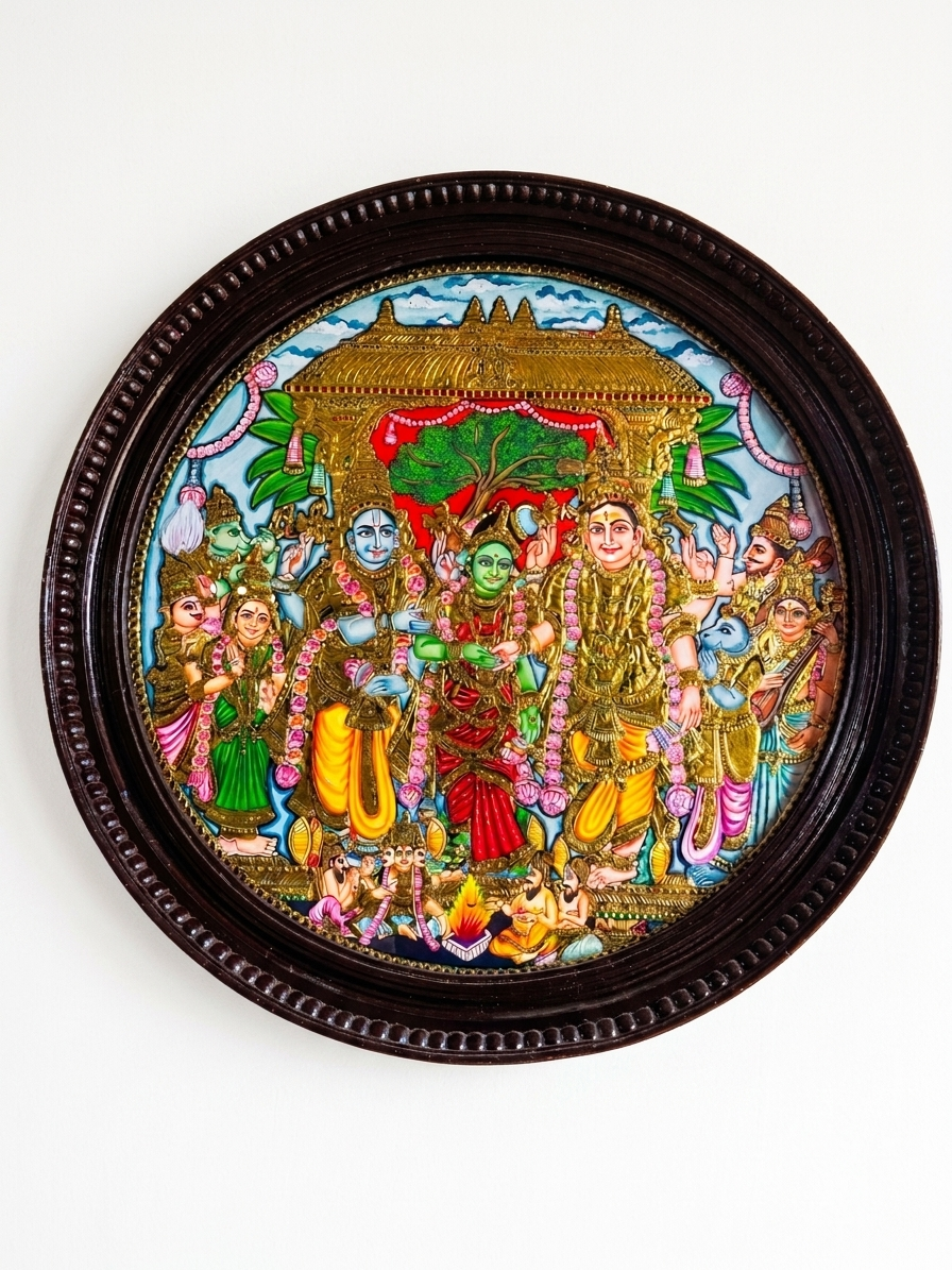 Shiva Parvati Wedding Tanjore
